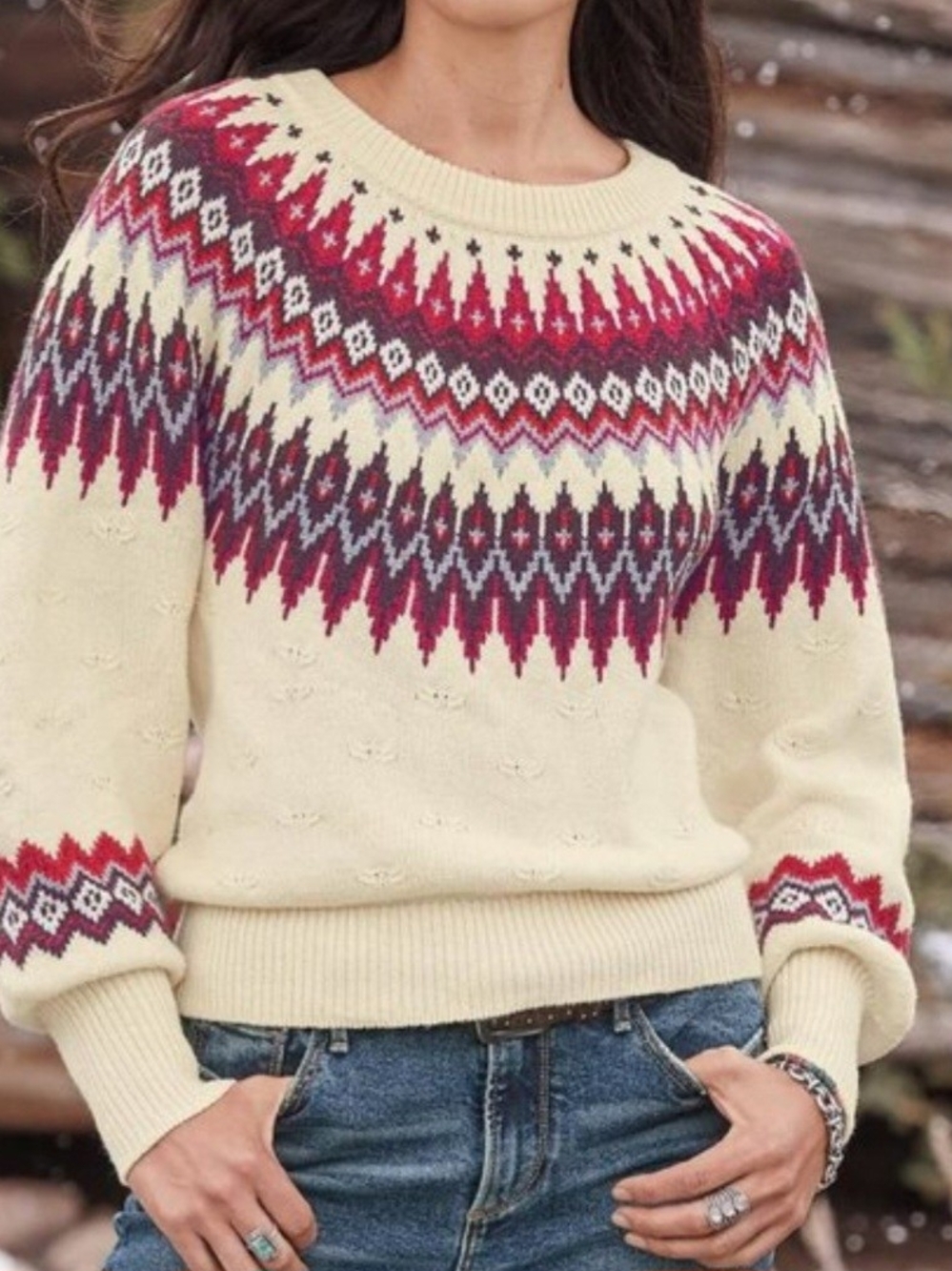 Sundance Eloise Fair Isle Knit Sweater Sz XS